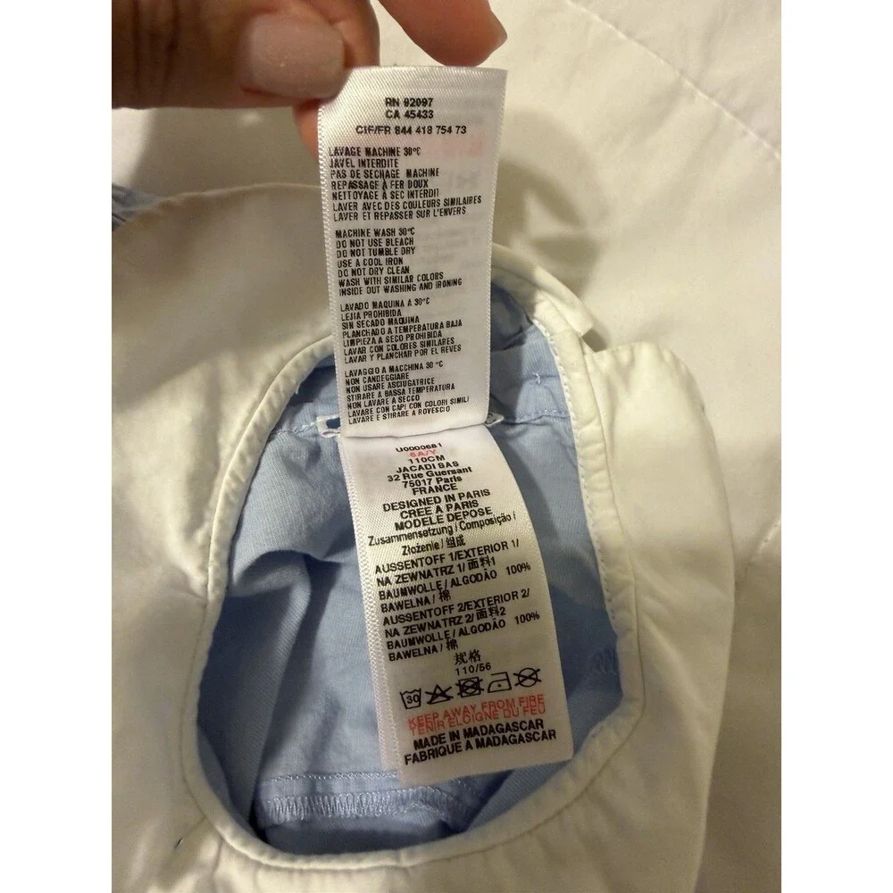 Jacadi Paris Girls Blue & White Peter Pan Collar Blouse Size 5A / 110cm